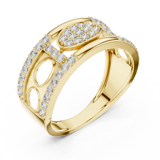 Round Cut Lab Grown Diamond Men's Oval Medallion Openwork Gold Ring - view 4