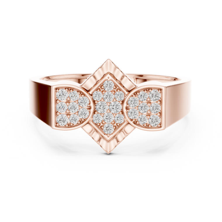 Round Cut Moissanite Men's Modern Three Cluster Statement Ring - view 2