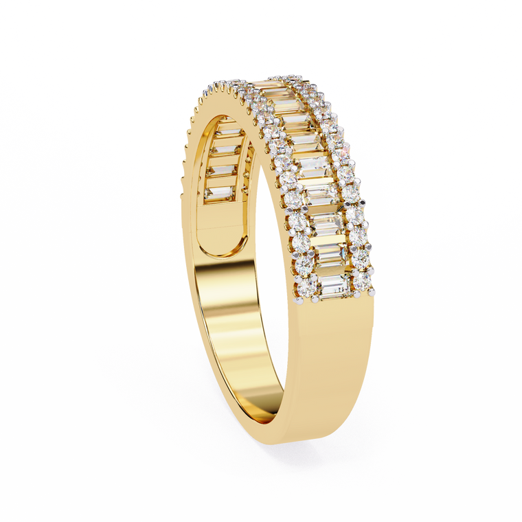 Triple Row Baguette And Round Full Moissanite Eternity Band - view 2