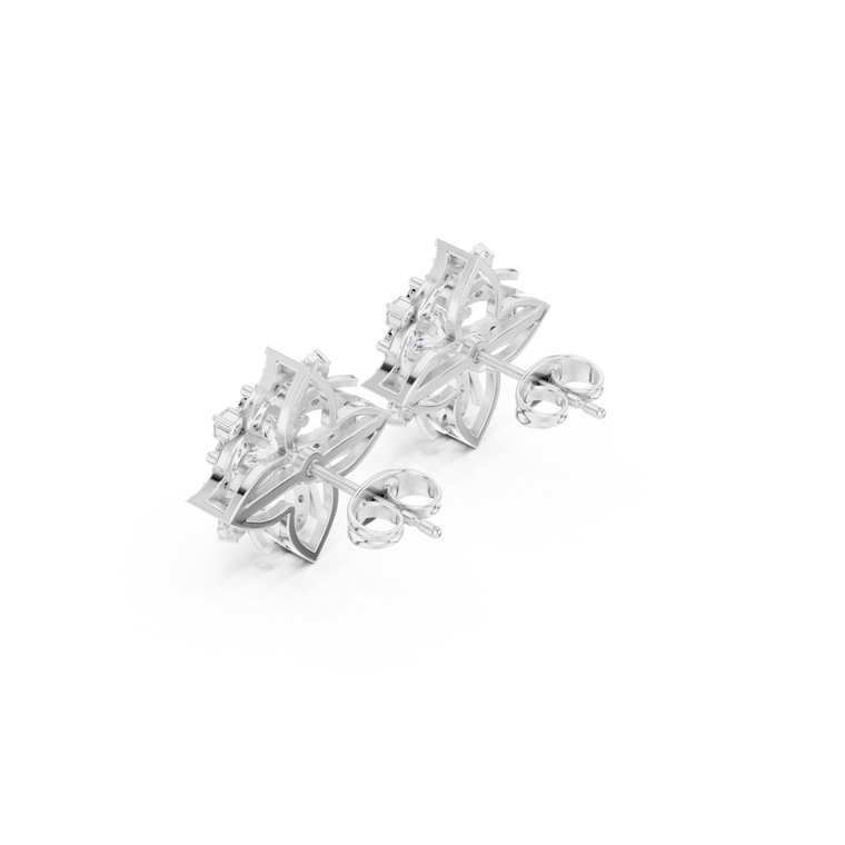 Architectural Wings Princess Shape Lab Diamond Stud Earrings For Women - view 2