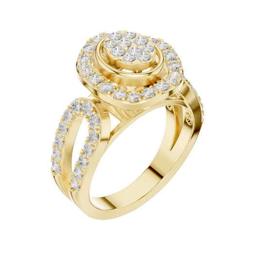 Cluster Round Cut Moissanite Split Shank Engagement Ring - view 4