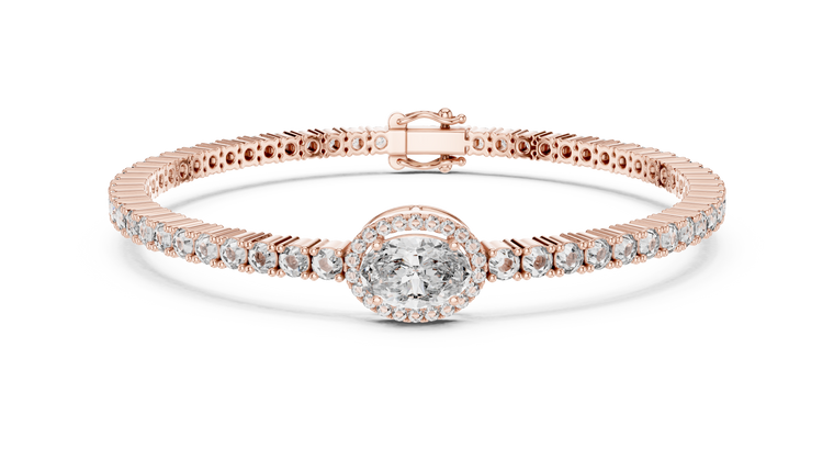 5.54 TCW Moissanite Tennis Bracelet with Oval Halo Center - view 2