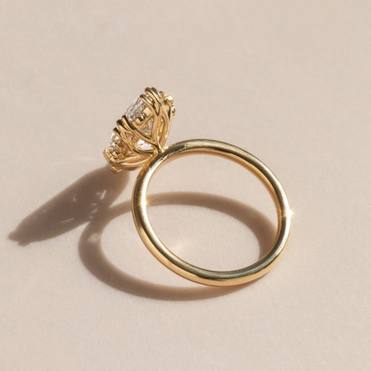 Marquise Cut Moissanite Halo Engagement Ring - view 3