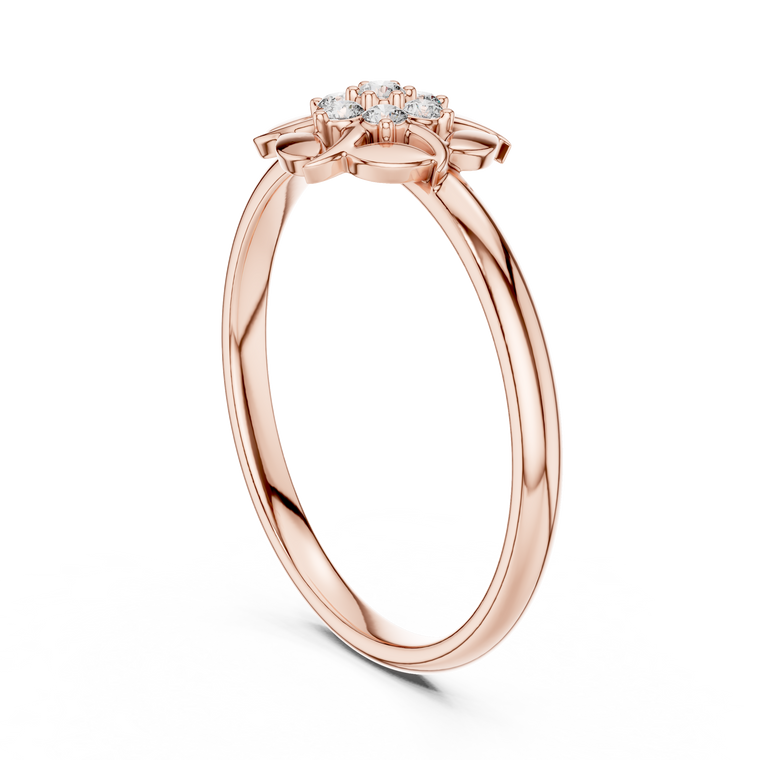 Designer Round Cut Lotus Cluster Ring - view 2