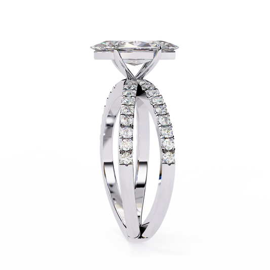 Split Shank Pave Marquise Cut Lab Diamond Engagement Ring - view 4