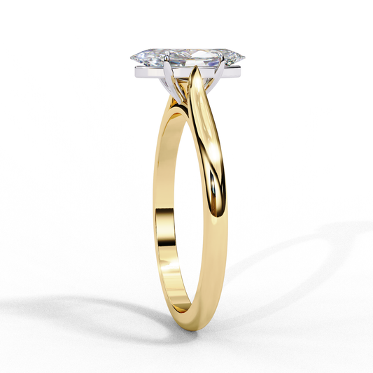 Marquise Cut Moissanite Solitaire Engagement Ring With Four Prong - view 2