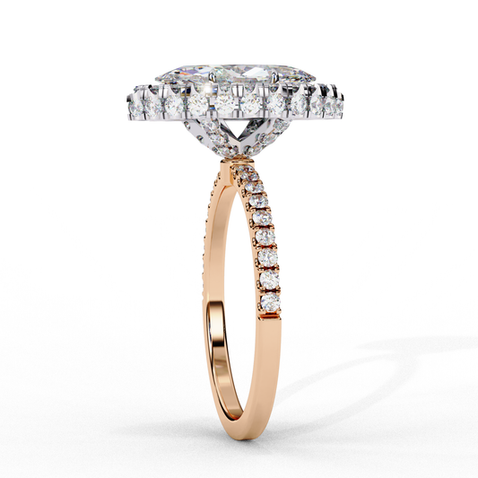 Halo Marquise Lab Diamond Pave Daily Wear Ring For Women - view 3