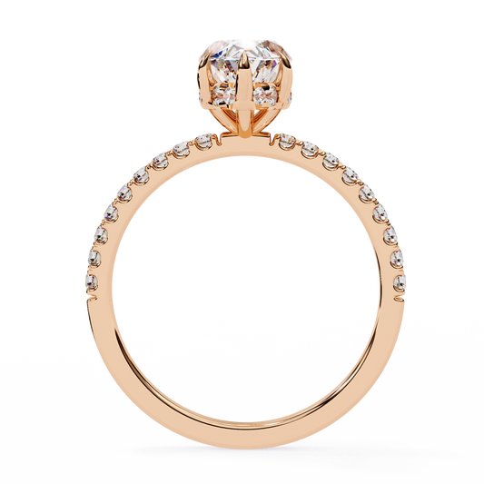 Marquise Cut Lab Diamond With Hidden Halo Pave Anniversary Ring - view 3