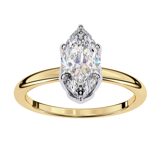 Six Pave Setting Marquise Moissanite Solitaire Engagement Ring - view 2