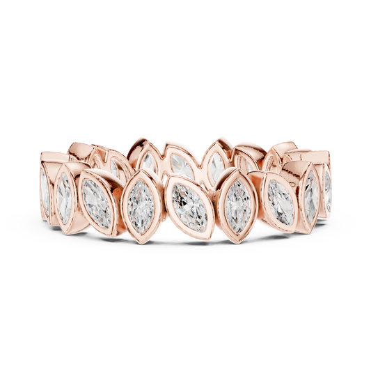 Bezel Set Leaf Marquise Cut Moissanite Eternity Wedding Band - view 2