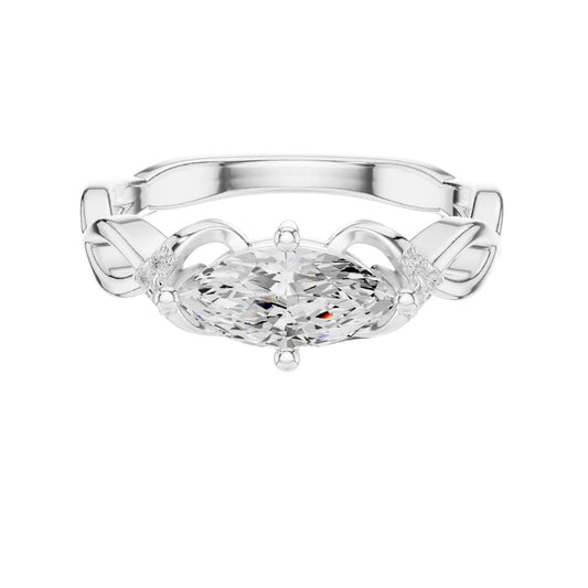 East West Marquise Cut Lab Diamond Twisted Band Engagement Ring - view 3