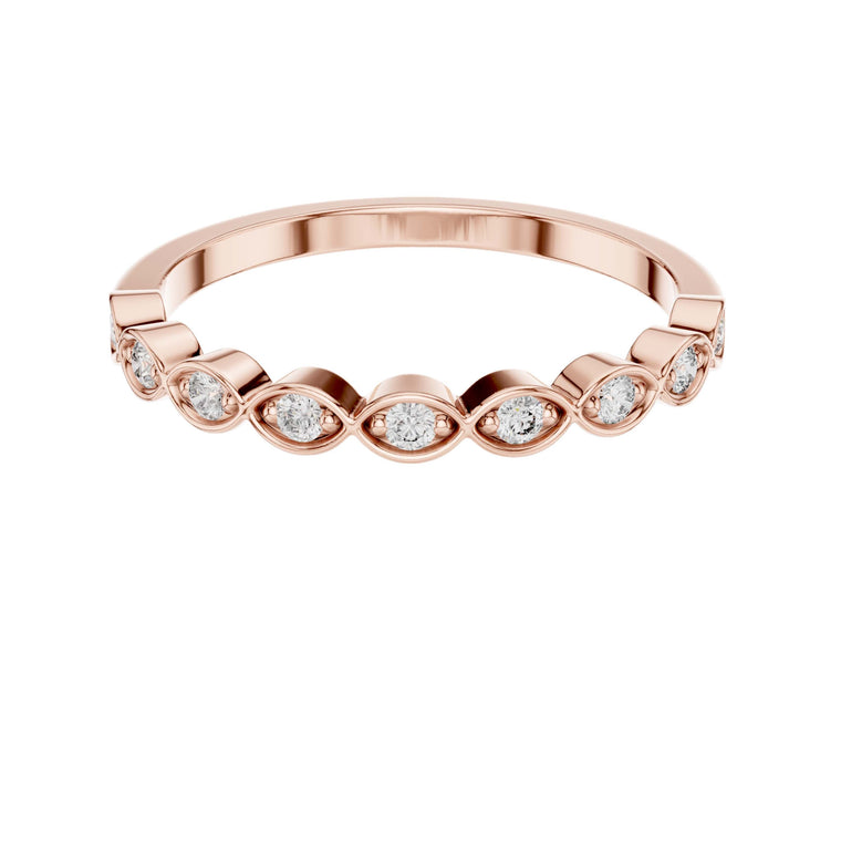 Inspired Round Cut Moissanite Half Eternity Wedding Band - view 2