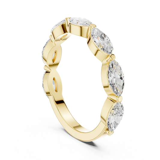 Minimal Marquise Cut Moissanite Wedding Band - view 4