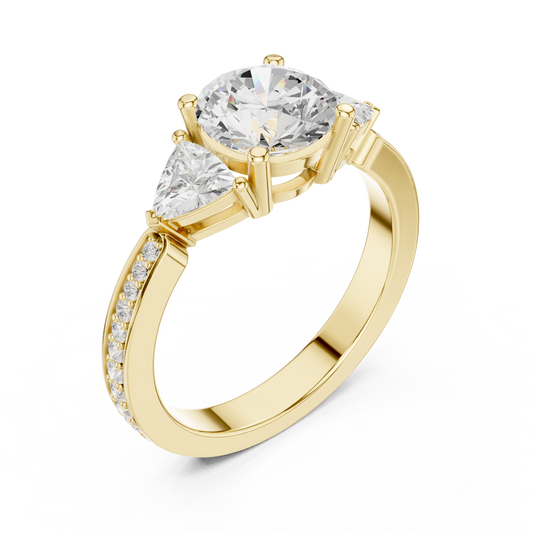Round Lab Diamond Engagement Ring With Trillion Side Stone - view 4