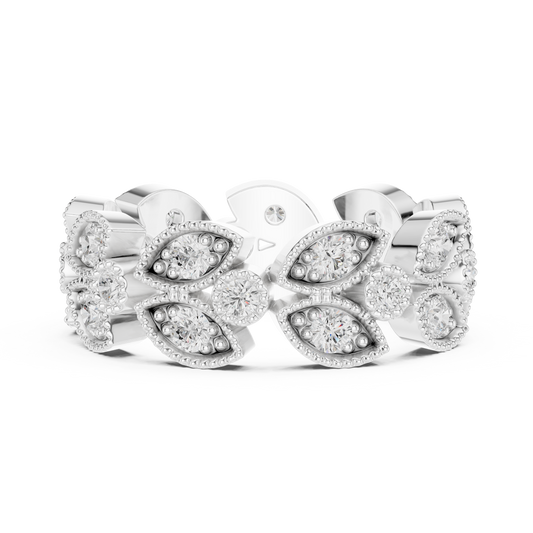 Vintage Floral Marquise & Round Lab Diamond Eternity Band Ring - view 3