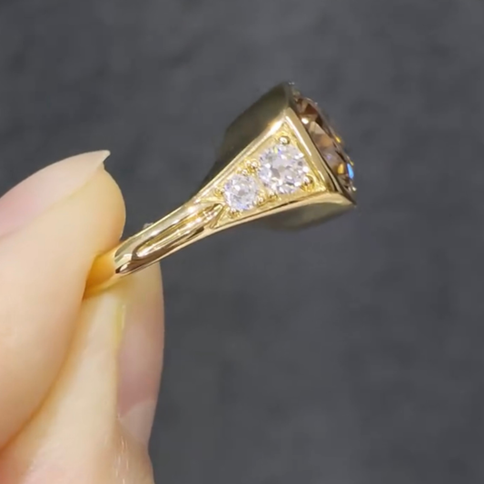 East West Old Mine Cushion Lab Diamond Engagement Ring - view 3
