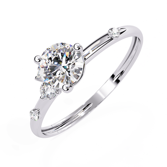 Round Cut Lab Diamond Engagement Ring with Asymmetric Accents - view 4