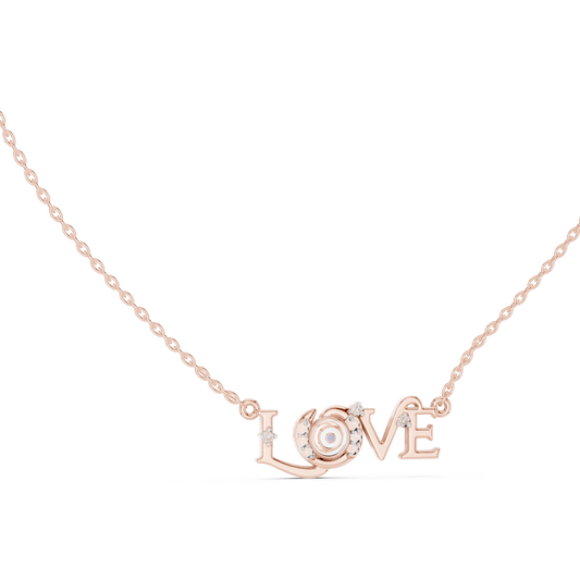0.094 TCW Pave Moissanite LOVE Letter Pendant with Spiral Center - view 2