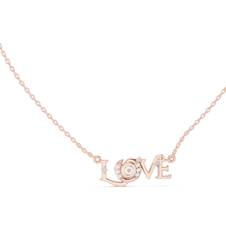 0.094 TCW Pave Moissanite LOVE Letter Pendant with Spiral Center - view 2