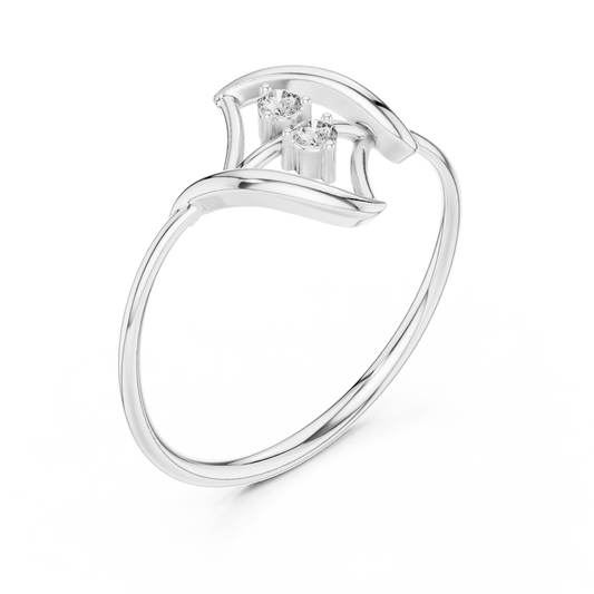 Geometric Round Moissanite Anniversary Ring With Pave Setting - view 4