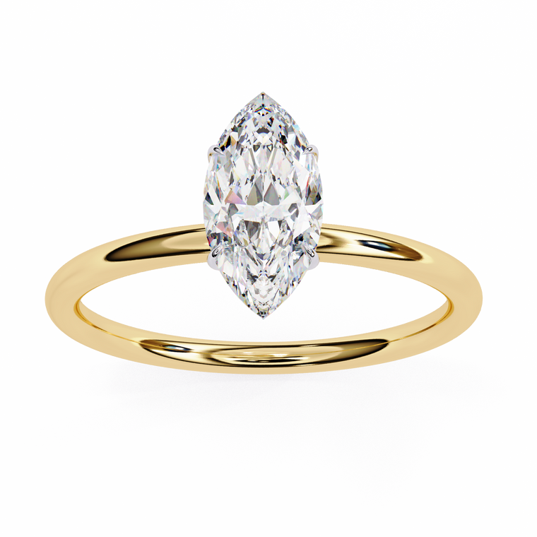 Marquise Cut Moissanite Solitaire Engagement Ring With Six Prong - view 2