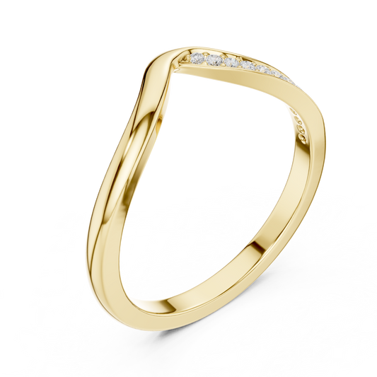 Curved Wave Round Cut Lab Diamond Wedding Band - view 4