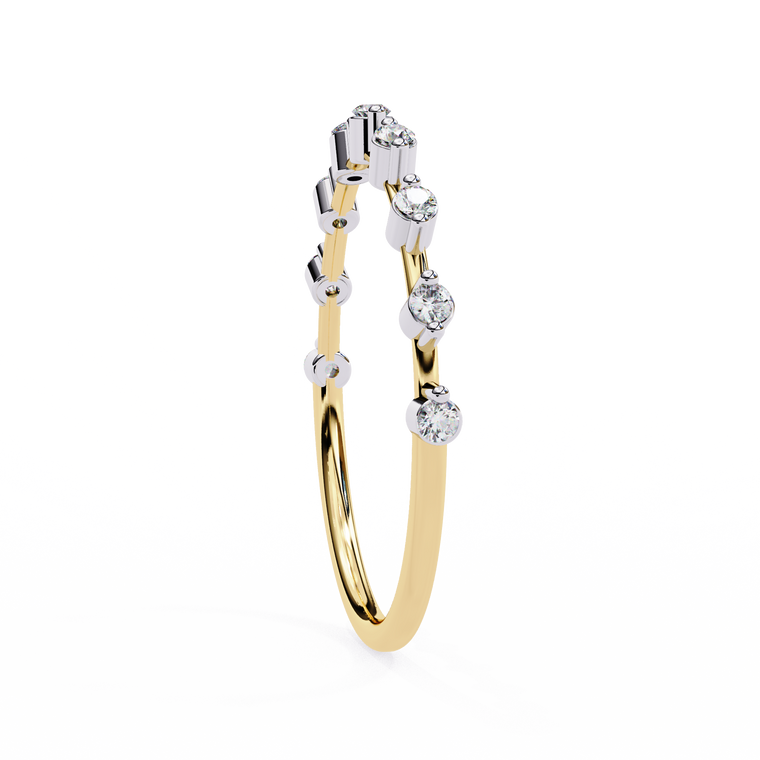 Alternating Round and Baguette Moissanite Delicate Wedding Band - view 2