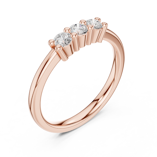 Round Brilliant Lab Diamond Three Stone Ring For Women - view 3