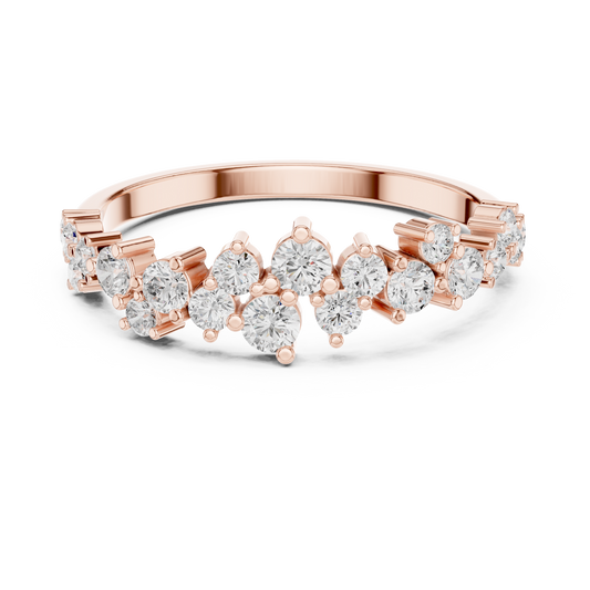 Round & Marquise Cut Lab Diamond Crown Wedding Band Ring - view 3