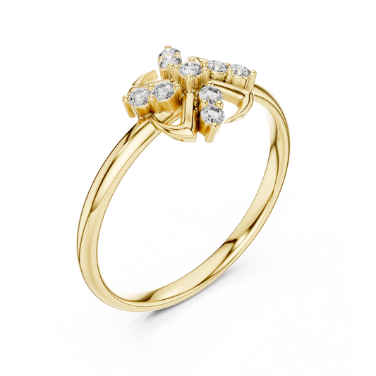 Round Cut Lab Diamond Abstract Floral Cluster Ring - view 4