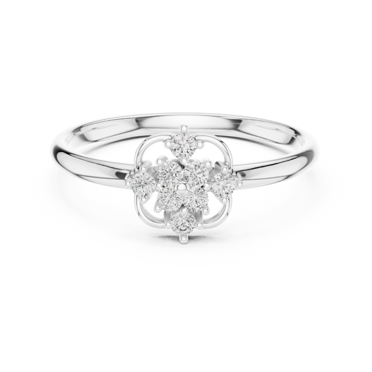 Round Cut Lab Diamond Floral Cluster Engagement Ring - view 3