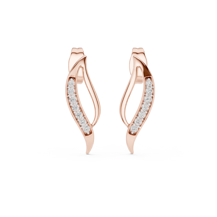 Serenova Curve Round Stud Earrings with Fluid Open Arc Design - view 2