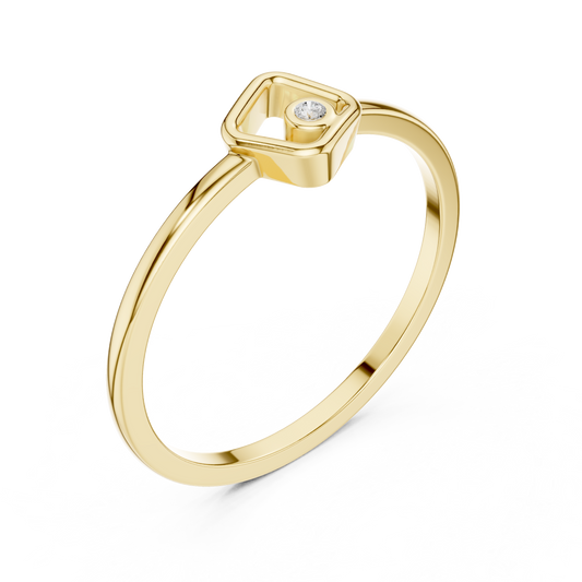 Round Cut Moissanite Open Square Geometric Solitaire Ring - view 4