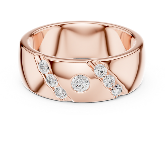 Round Cut Moissanite Men's Swirl Channel Set Heavy Statement Ring - view 2