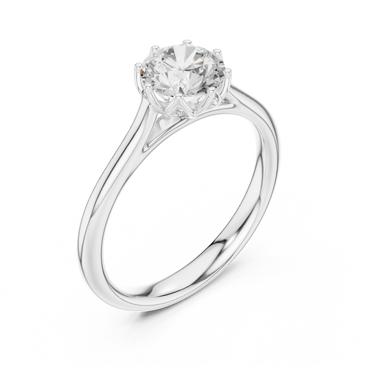 Round Cut Lab Diamond Floral Tulip Solitaire Engagement Ring - view 4