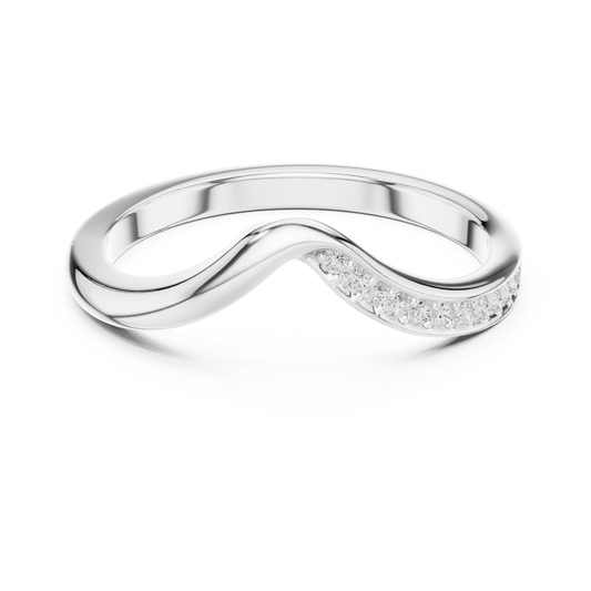 Curved Wave Round Cut Moissanite Wedding Band - view 3