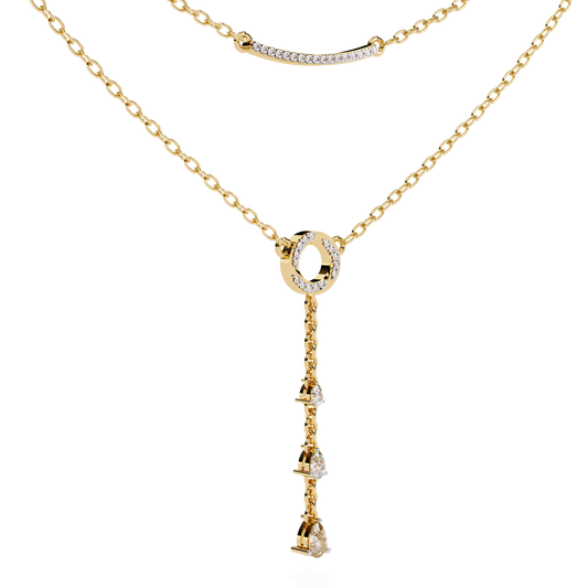 Double Layered Circle Drop Necklace - view 4