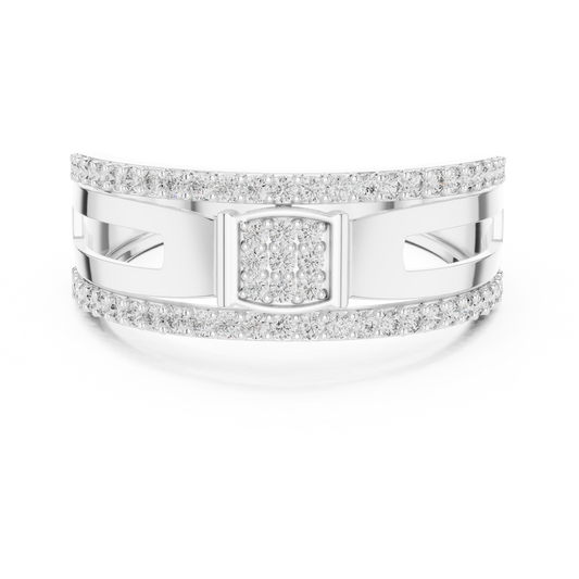 Round Cut Lab Grown Diamond Men's Side Cutout Wedding Band - view 3