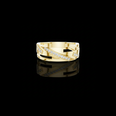 Round Cut Lab Grown Diamond Men's Bypass Engagement Ring
