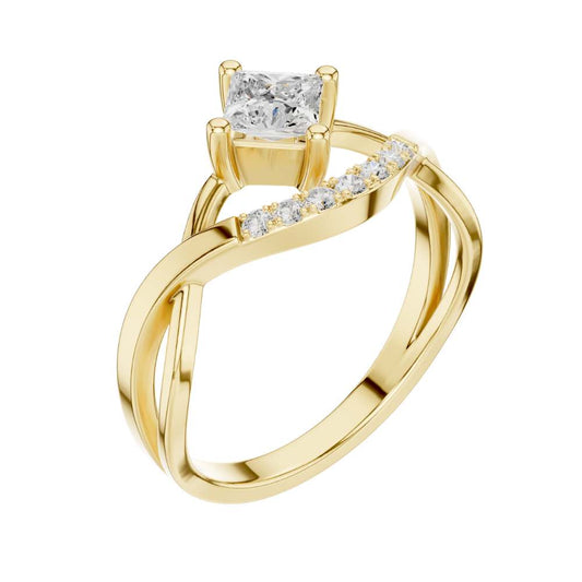 Princess Cut Chevron Moissanite Ring With Open Frame - view 4