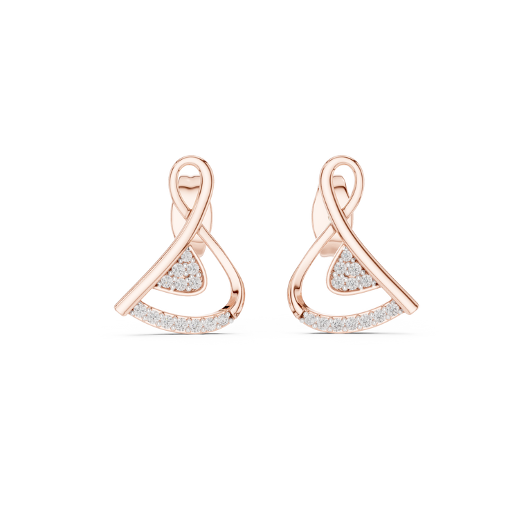Modern Infinity Loop Round Stud Earrings with Curved Pave Arc - view 2