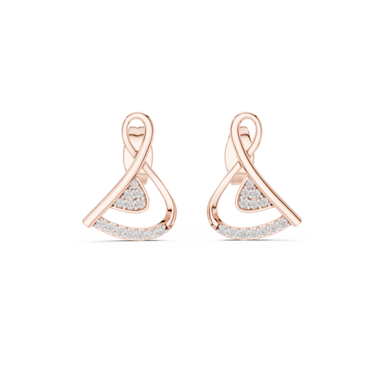 Modern Infinity Loop Round Stud Earrings with Curved Pave Arc - view 2