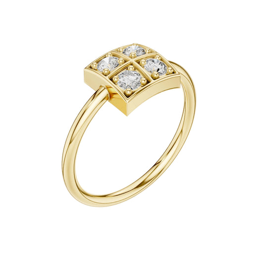 Square Quad Bezel Set Lab Diamond Cluster Ring - view 4