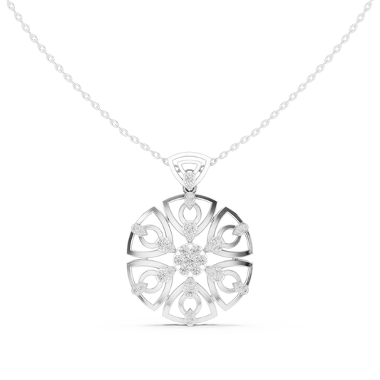 Floral Medallion Pendant with Round Brilliant Prong - view 3