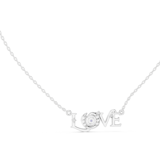 0.094 TCW Pave Moissanite LOVE Letter Pendant with Spiral Center - view 3