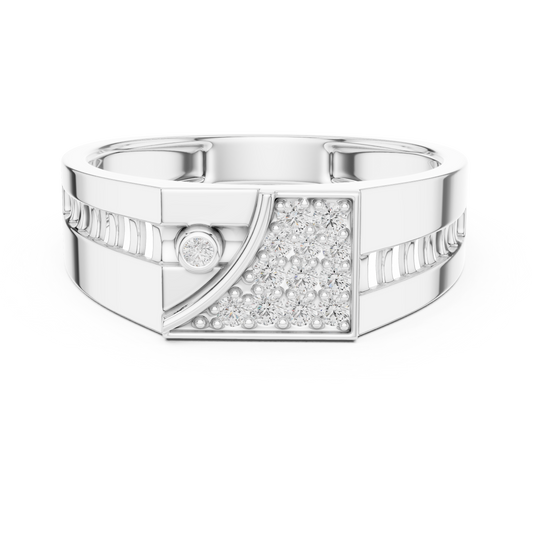 Round Cut Moissanite Men's Bezel Accent Trapezoid Pave Statement Band - view 3