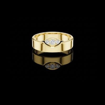 Round Cut Lab Grown Diamond Men's Unique Geometric Anniversary Ring