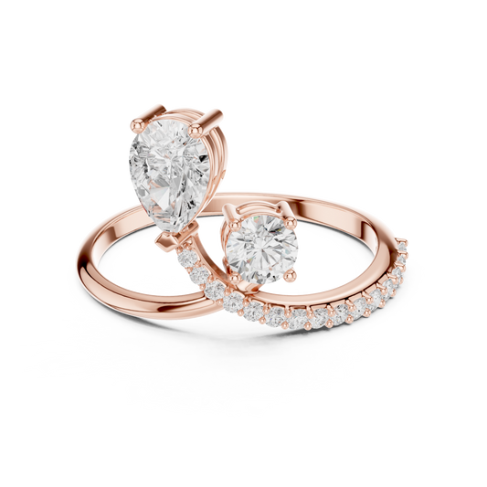 Pear Cut Moissanite Open Bypass Engagement Ring - view 2