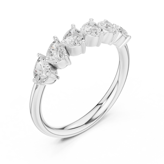 Pear Lab Diamond Six Stone Anniversary Ring - view 4