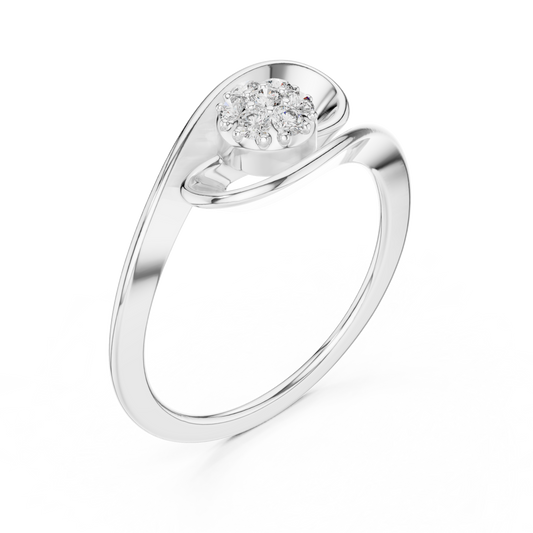 Round Moissanite Cluster Abstract Swirl Statement Ring - view 4